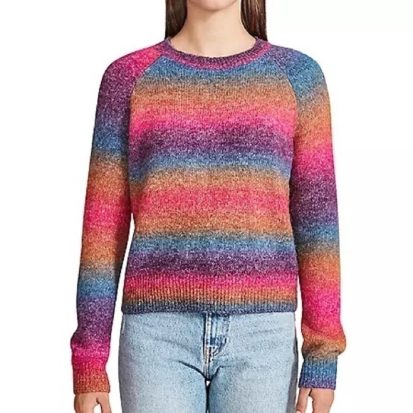 BB Dakota Steve Madden bright rainbow ombre striped fuzzy sweater size XXL - Picture 15 of 15